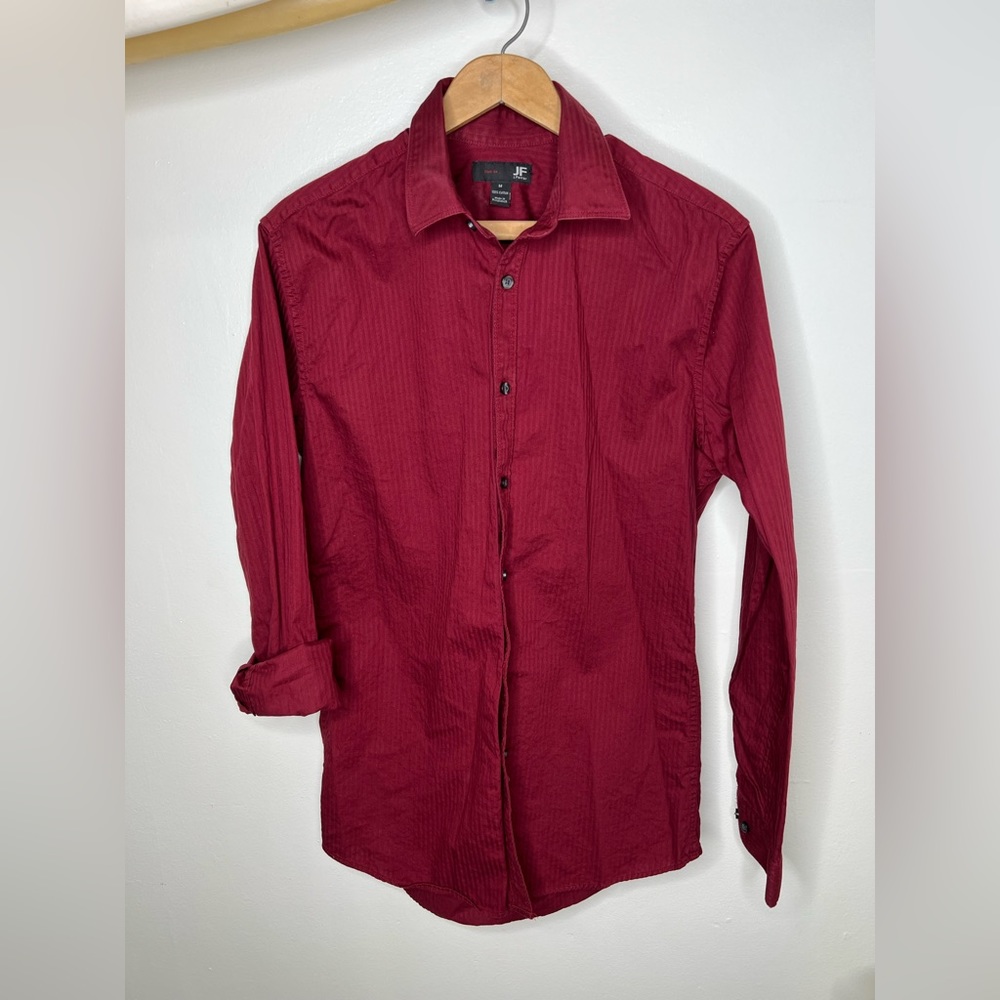 JF J. Ferrar Slim Fit Red Long Sleeve Shirt